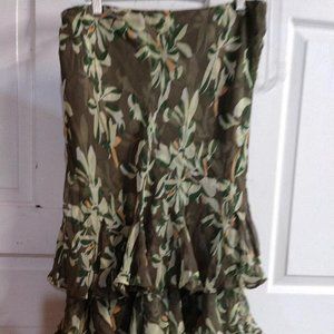 Alfani Silk Floral Skirt with Tiered Ruffle -Size 10